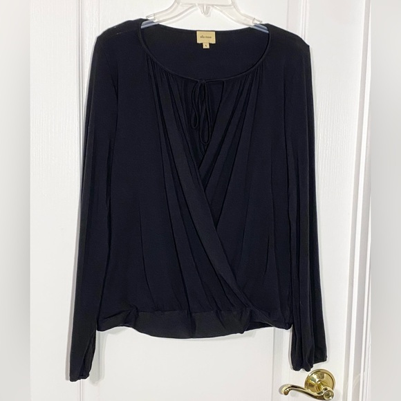 Ella Moss Tops - Y2K Anthro Ella Moss Blouson Sleeve Inbuilt Camisole Wrap Top USA MADE Black L